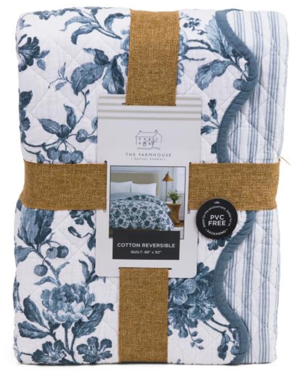Rachel ASHWELL Cotton Reversible Quilt - Blue Floral